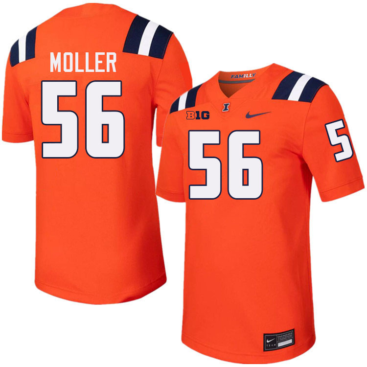 Men #56 Magnus Moller Illinois Fighting Illini College Football Jerseys Stitched-Orange